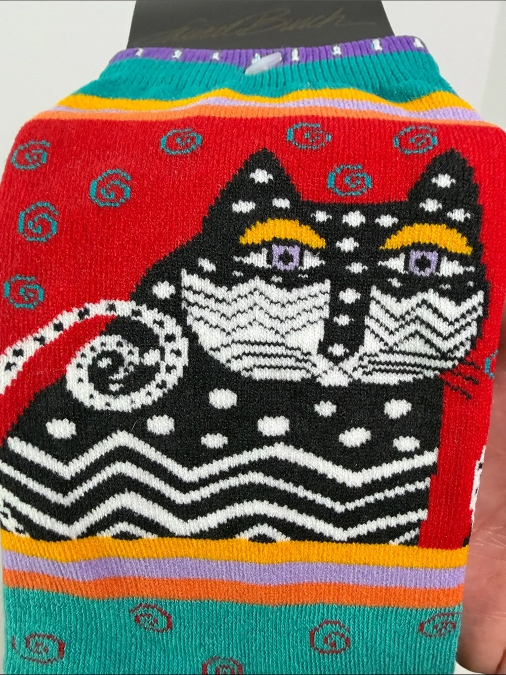 Laurel Burch Vintage Fantastic Felines Cat Crew Socks Artisan Designer Whimsical